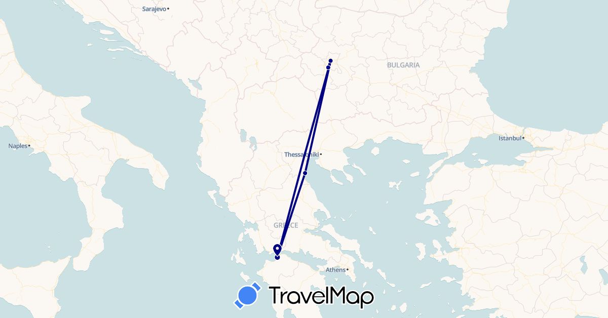 TravelMap itinerary: driving in Bulgaria, Greece (Europe)